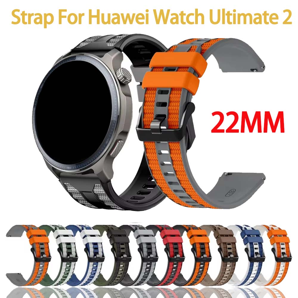 Silicone Watch Band 22Mm - Zweifarbiges Silikon-Uhrenarmband für Huawei Watch Ultimate