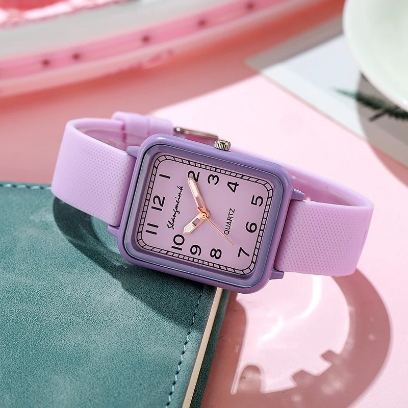 Silicone Band Women - Mode Rechteck Zifferblatt Damen Quarzuhr Silikon