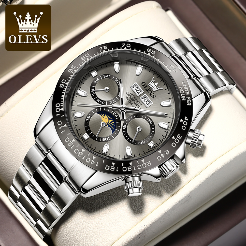 Rolex Watch Daytona - OLEVS 6654 Luxus-Herrenuhr, Chronograph, automatische mechanische