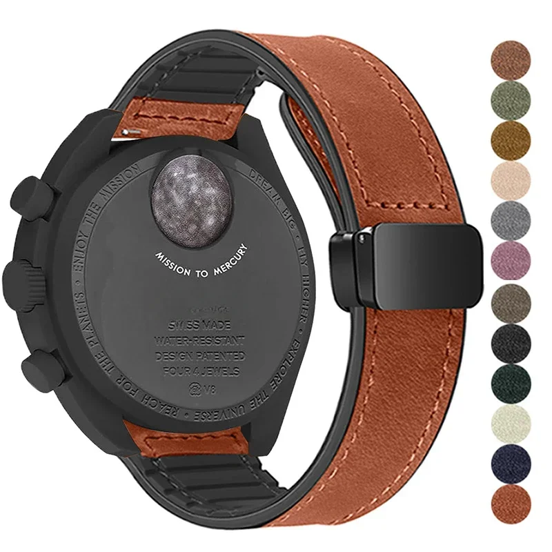 Omega Watch Constellation - 20 mm Silikon-Leder-Uhrenarmband für Omega X
