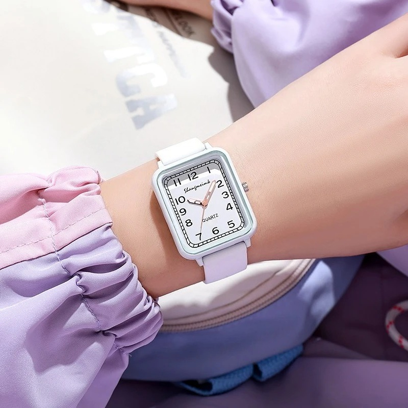 Mode Rechteck Zifferblatt Dame – Silicone Band Women Bewertung und Preis