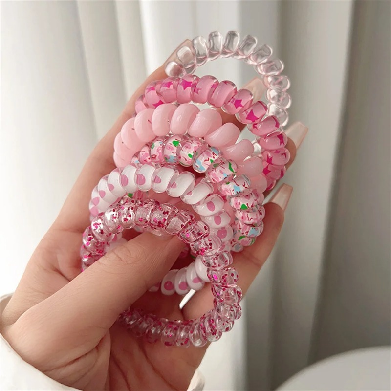 6 Stück Bunte Harz-Spiral-Haar – Silicone Band Women Bewertung und Preis